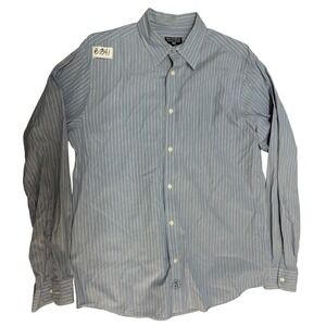 Polo Jeans Co Ralph Lauren Mens Large Blue White Striped Button Down Shirt L